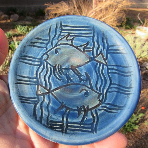 Handmade Sea Blue Fish Coaster or Trinket Dish - Picture 2 of 4